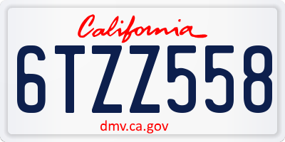 CA license plate 6TZZ558
