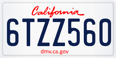 CA license plate 6TZZ560