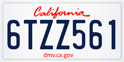 CA license plate 6TZZ561