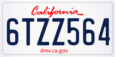 CA license plate 6TZZ564