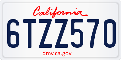 CA license plate 6TZZ570