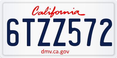 CA license plate 6TZZ572