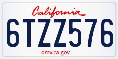 CA license plate 6TZZ576