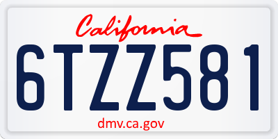 CA license plate 6TZZ581