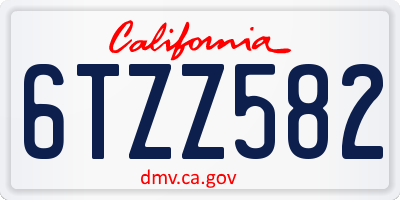 CA license plate 6TZZ582