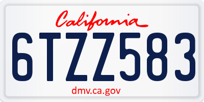 CA license plate 6TZZ583