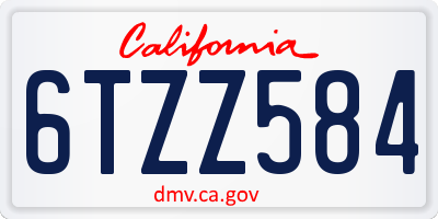 CA license plate 6TZZ584