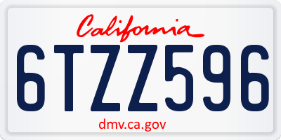 CA license plate 6TZZ596