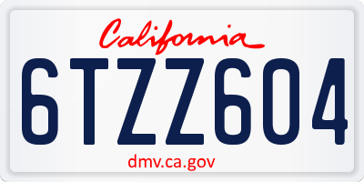 CA license plate 6TZZ604