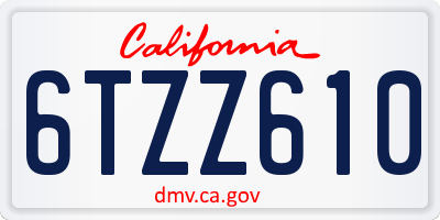 CA license plate 6TZZ610