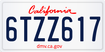 CA license plate 6TZZ617