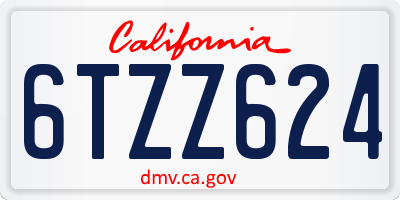 CA license plate 6TZZ624
