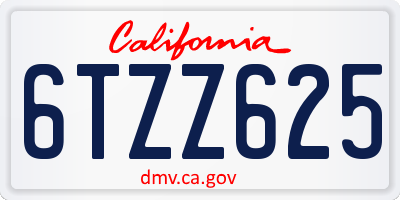 CA license plate 6TZZ625