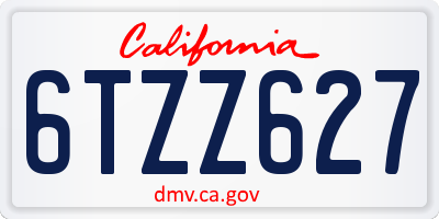 CA license plate 6TZZ627