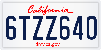 CA license plate 6TZZ640
