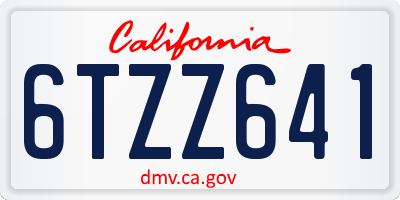 CA license plate 6TZZ641