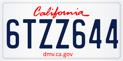 CA license plate 6TZZ644