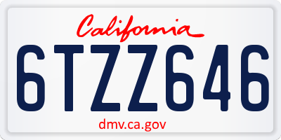 CA license plate 6TZZ646
