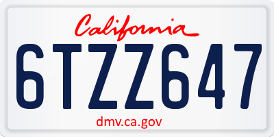 CA license plate 6TZZ647