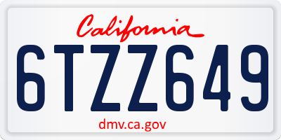 CA license plate 6TZZ649
