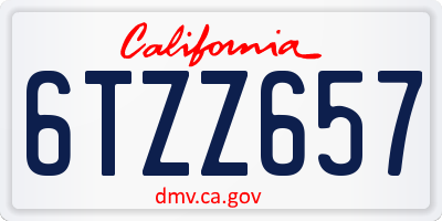 CA license plate 6TZZ657
