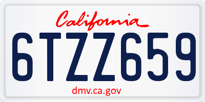 CA license plate 6TZZ659