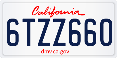 CA license plate 6TZZ660