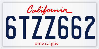 CA license plate 6TZZ662