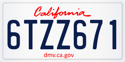 CA license plate 6TZZ671