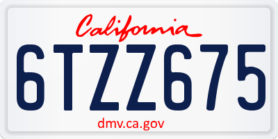 CA license plate 6TZZ675