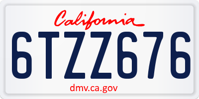 CA license plate 6TZZ676