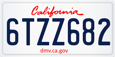 CA license plate 6TZZ682