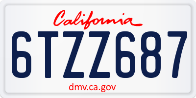 CA license plate 6TZZ687
