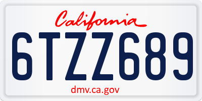CA license plate 6TZZ689