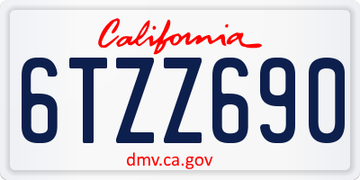 CA license plate 6TZZ690