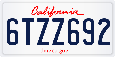 CA license plate 6TZZ692
