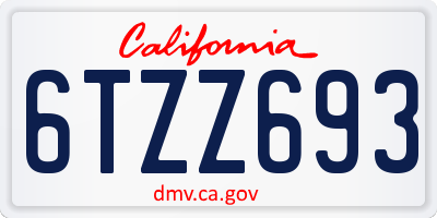 CA license plate 6TZZ693