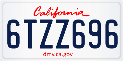 CA license plate 6TZZ696