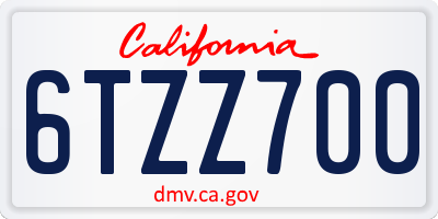 CA license plate 6TZZ700