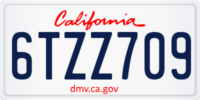 CA license plate 6TZZ709