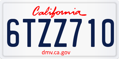 CA license plate 6TZZ710