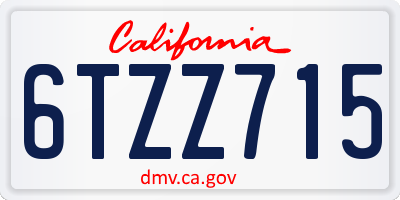 CA license plate 6TZZ715