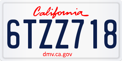 CA license plate 6TZZ718