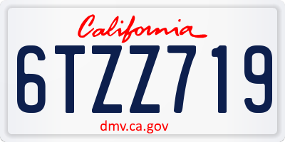 CA license plate 6TZZ719