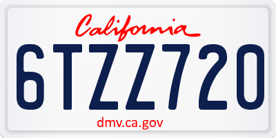 CA license plate 6TZZ720