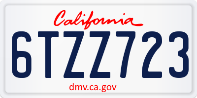 CA license plate 6TZZ723