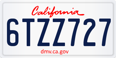 CA license plate 6TZZ727