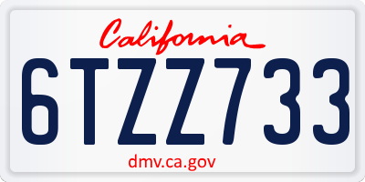 CA license plate 6TZZ733