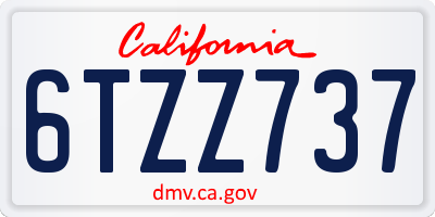 CA license plate 6TZZ737
