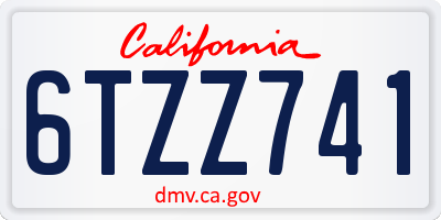CA license plate 6TZZ741